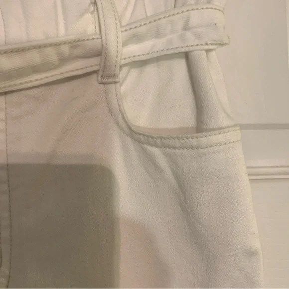 J Crew White Paper Jeans Womens Size 27 US 4 White Wide Leg Belted Elastic Waist - Picture 10 of 12